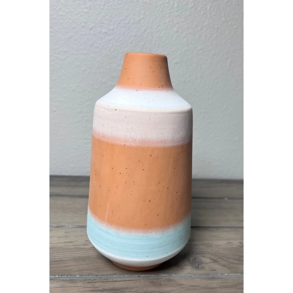 Stunning Color Block Terracotta Speckled Vase - Modern Boho Home Decor 8
